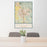 24x36 Santa Rosa California Map Print Portrait Orientation in Woodblock Style Behind 2 Chairs Table and Potted Plant