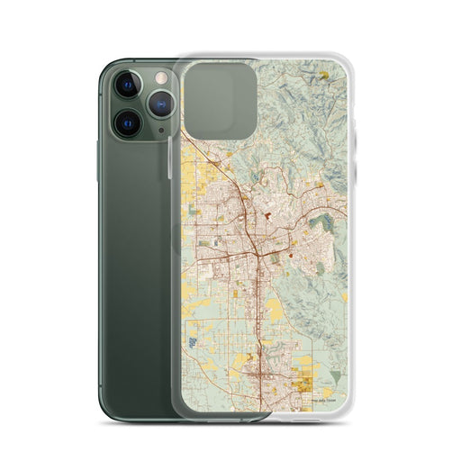 Custom Santa Rosa California Map Phone Case in Woodblock on Table with Laptop and Plant