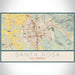 Santa Rosa California Map Print Landscape Orientation in Woodblock Style With Shaded Background