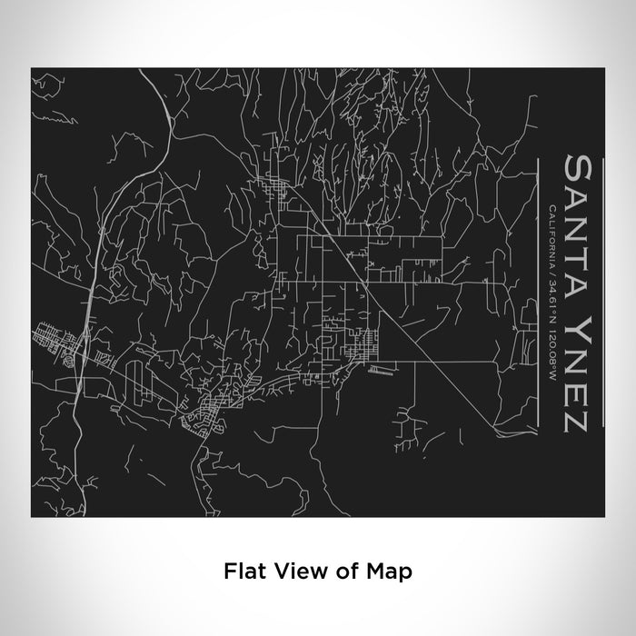 Rendered View of Santa Ynez California Map Engraving on 20oz Stainless Steel Insulated Bottle with Bamboo Top in Black