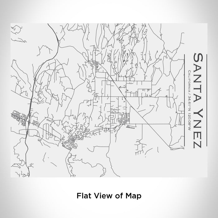 Rendered View of Santa Ynez California Map Engraving on 20oz Stainless Steel Insulated Bottle with Bamboo Top in White