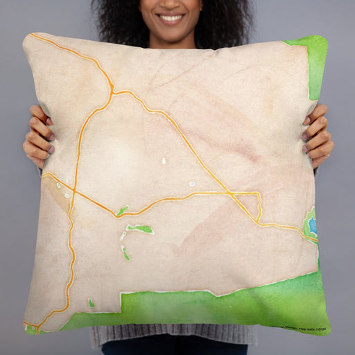 Person holding 22x22 Custom Santa Ynez California Map Throw Pillow in Watercolor