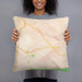 Person holding 18x18 Custom Santa Ynez California Map Throw Pillow in Watercolor