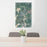 24x36 Saranac Lake New York Map Print Portrait Orientation in Afternoon Style Behind 2 Chairs Table and Potted Plant
