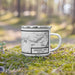 Right View Custom Saranac Lake New York Map Enamel Mug in Classic on Grass With Trees in Background