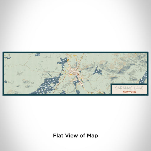 Flat View of Map Custom Saranac Lake New York Map Enamel Mug in Woodblock