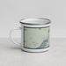 Left View Custom Saranac Lake New York Map Enamel Mug in Woodblock