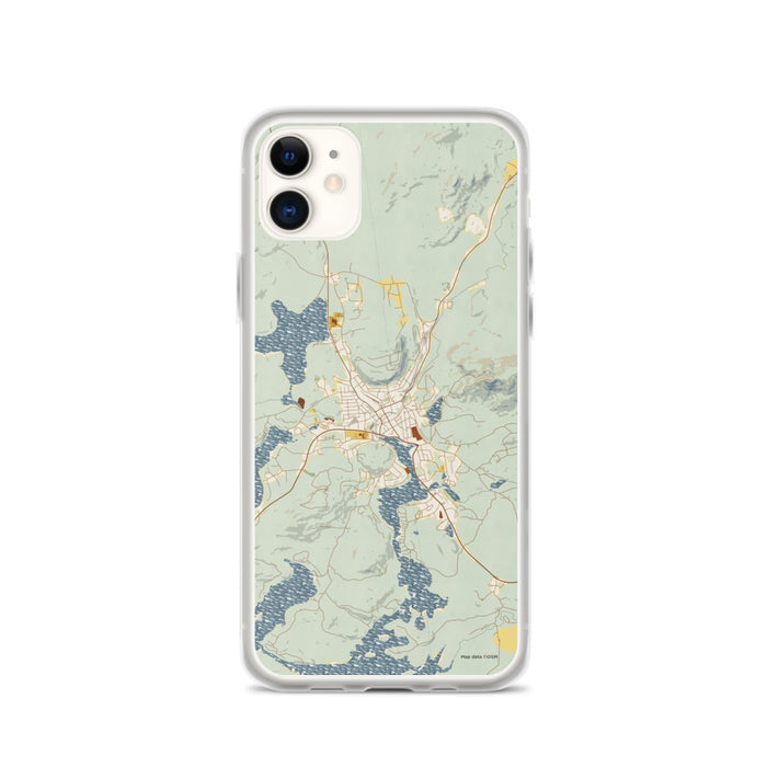 Custom iPhone 11 Saranac Lake New York Map Phone Case in Woodblock