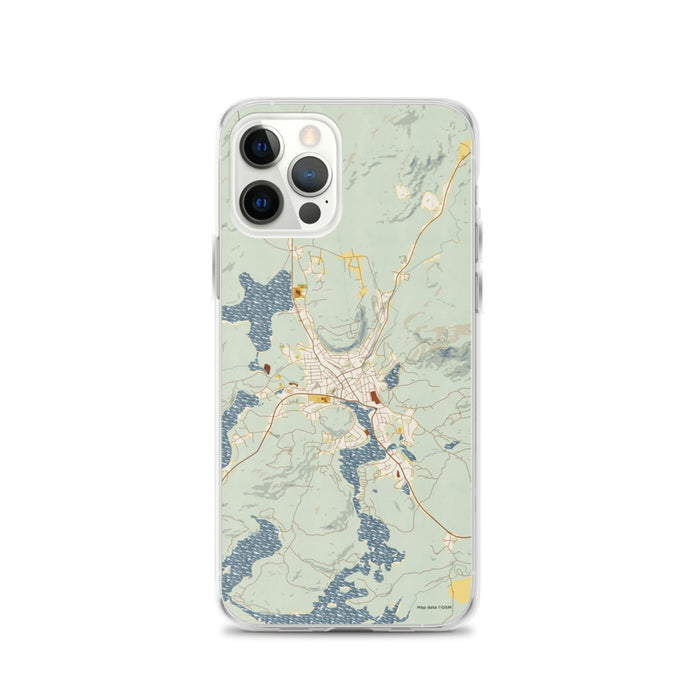 Custom iPhone 12 Pro Saranac Lake New York Map Phone Case in Woodblock