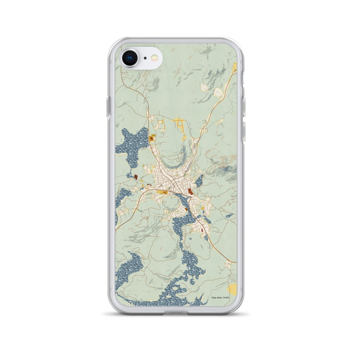 Custom iPhone SE Saranac Lake New York Map Phone Case in Woodblock