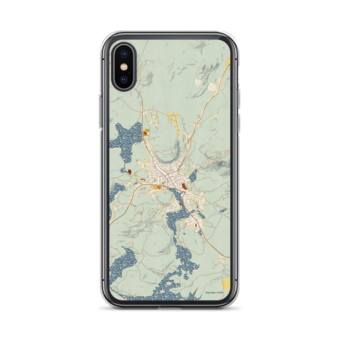 Custom iPhone X/XS Saranac Lake New York Map Phone Case in Woodblock