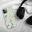 Custom Saranac Lake New York Map Phone Case in Woodblock on Table with Black Headphones