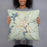 Person holding 18x18 Custom Saranac Lake New York Map Throw Pillow in Woodblock