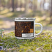 Right View Custom Sarasota Florida Map Enamel Mug in Ember on Grass With Trees in Background