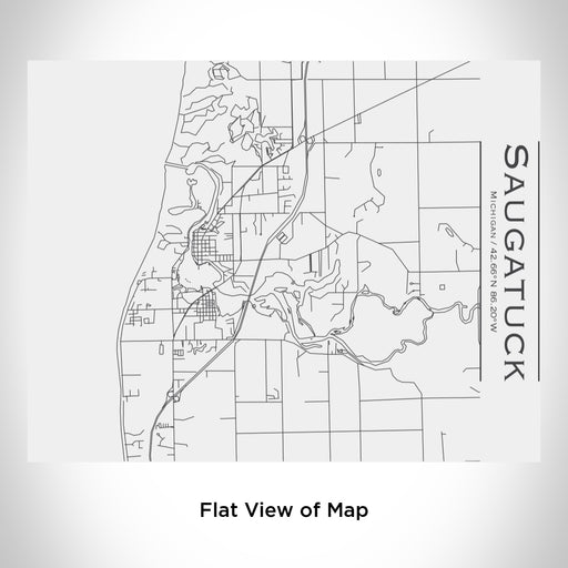Rendered View of Saugatuck Michigan Map Engraving on 20oz Stainless Steel Insulated Bottle with Bamboo Top in White