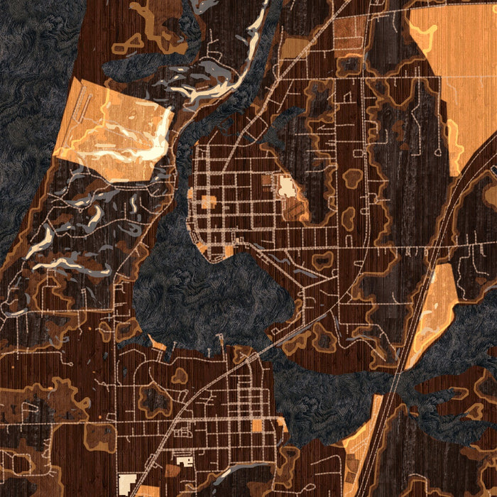 Saugatuck Michigan Map Print in Ember Style Zoomed In Close Up Showing Details