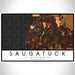 Saugatuck Michigan Map Print Landscape Orientation in Ember Style With Shaded Background