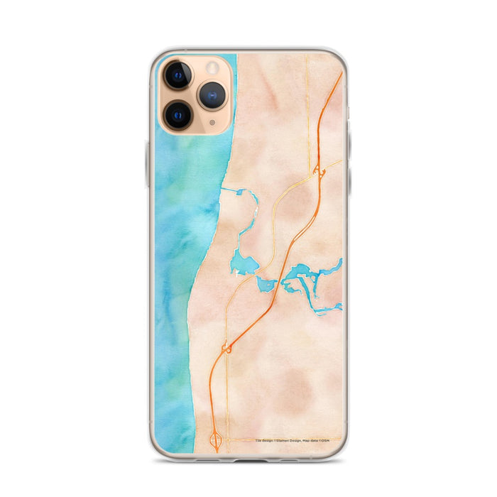 Custom iPhone 11 Pro Max Saugatuck Michigan Map Phone Case in Watercolor