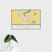 16x24 Sauk Centre Minnesota Map Print Landscape Orientation in Woodblock Style With Tropical Plant Leaves in Water