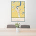24x36 Sauk Centre Minnesota Map Print Portrait Orientation in Woodblock Style Behind 2 Chairs Table and Potted Plant