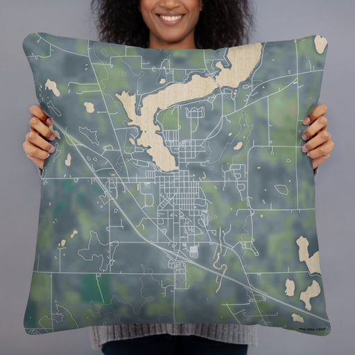 Person holding 22x22 Custom Sauk Centre Minnesota Map Throw Pillow in Afternoon