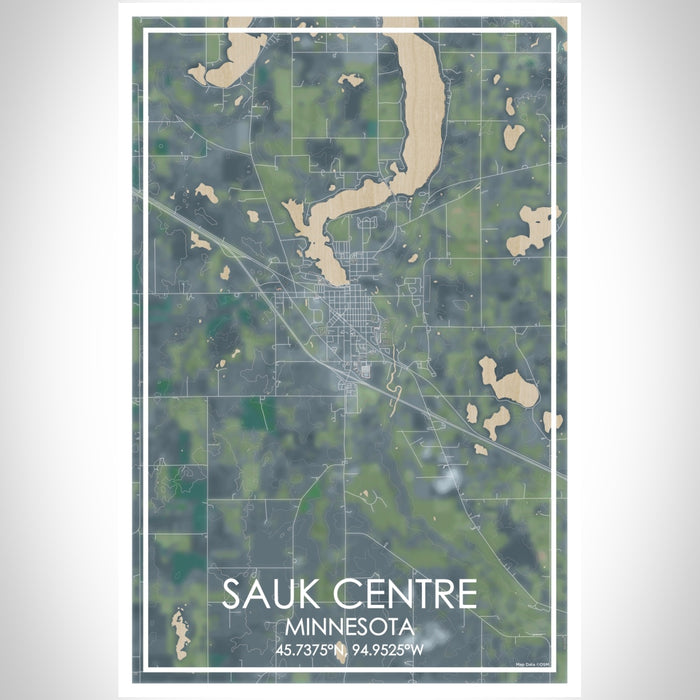 Sauk Centre Minnesota Map Print Portrait Orientation in Afternoon Style With Shaded Background