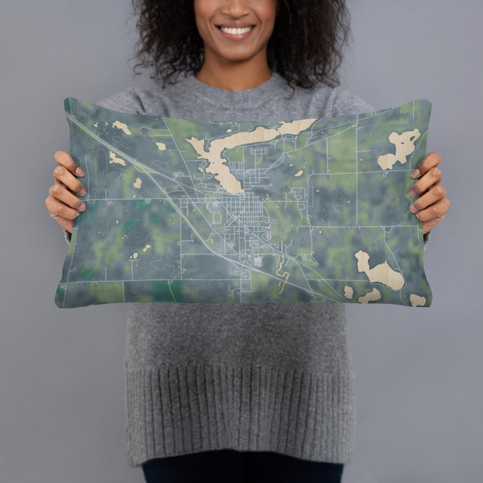 Person holding 20x12 Custom Sauk Centre Minnesota Map Throw Pillow in Afternoon