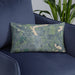 Custom Sauk Centre Minnesota Map Throw Pillow in Afternoon on Blue Colored Chair