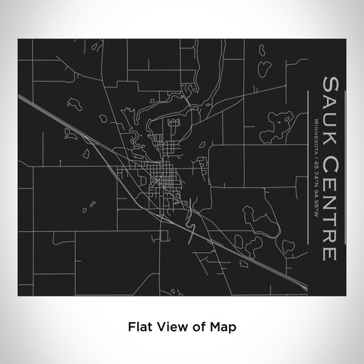 Rendered View of Sauk Centre Minnesota Map Engraving on 20oz Stainless Steel Insulated Bottle with Bamboo Top in Black