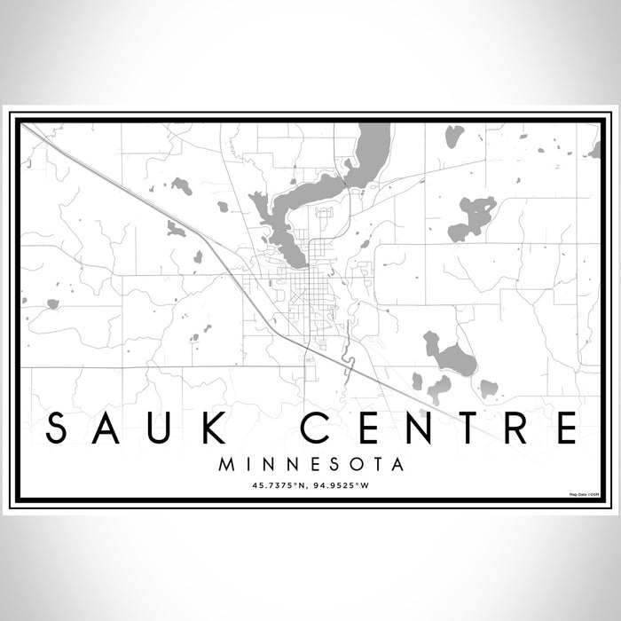Sauk Centre Minnesota Map Print Landscape Orientation in Classic Style With Shaded Background