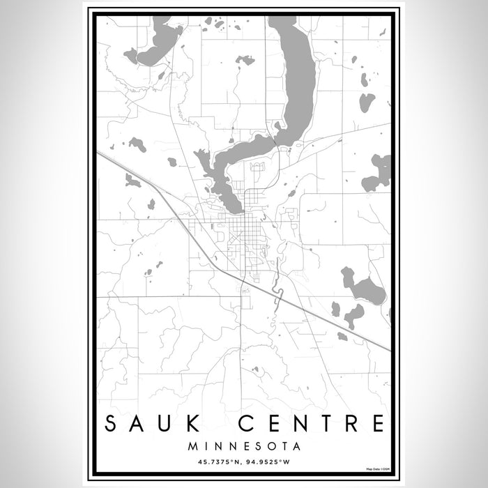 Sauk Centre Minnesota Map Print Portrait Orientation in Classic Style With Shaded Background