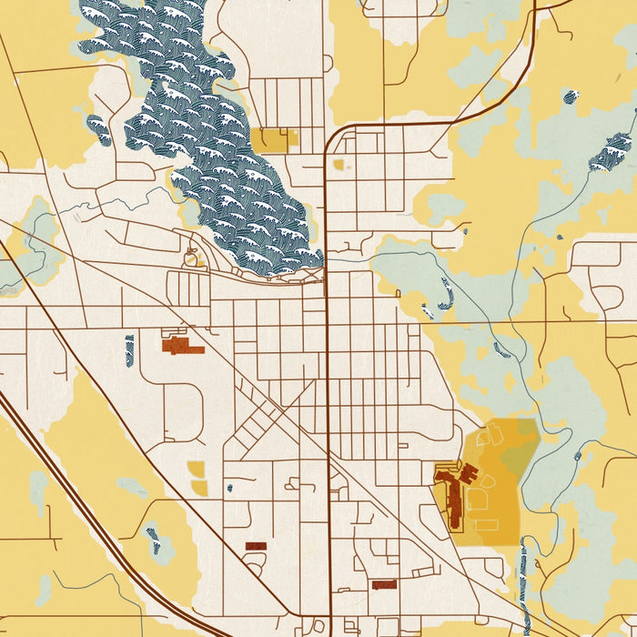 Sauk Centre Minnesota Map Print in Woodblock Style Zoomed In Close Up Showing Details