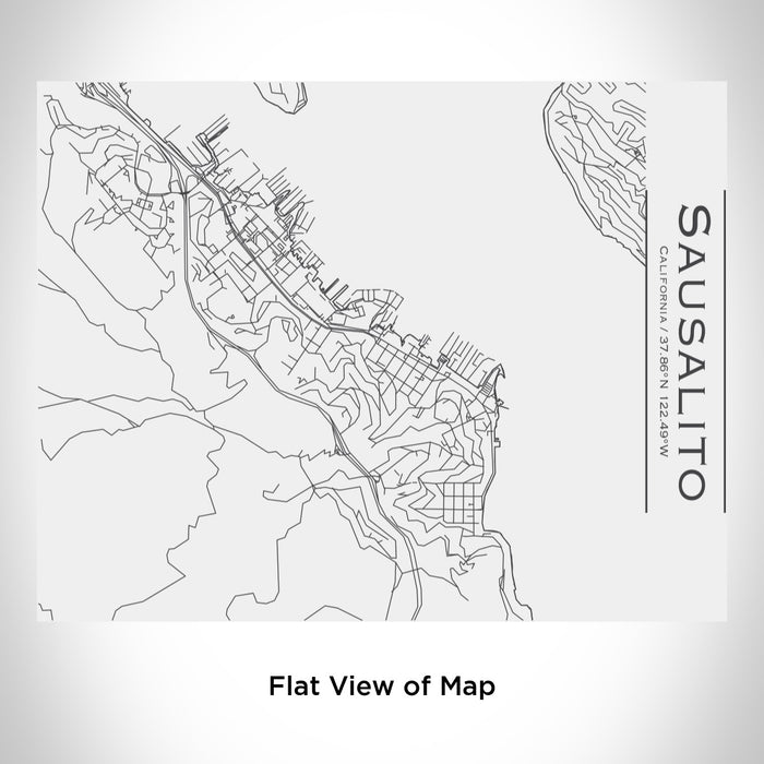 Rendered View of Sausalito California Map Engraving on 20oz Stainless Steel Insulated Bottle with Bamboo Top in White