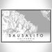 Sausalito California Map Print Landscape Orientation in Classic Style With Shaded Background