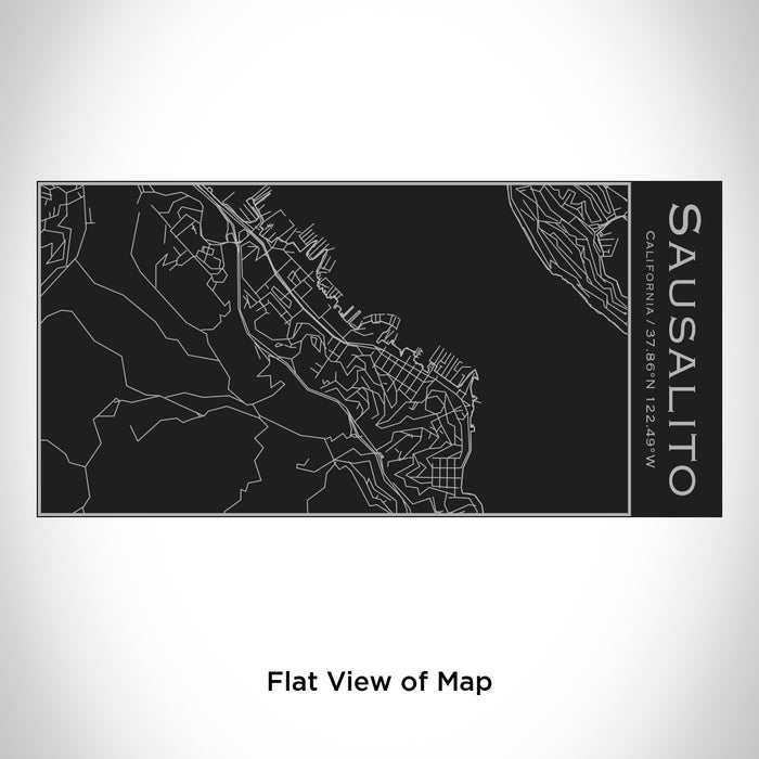 Rendered View of Sausalito California Map Engraving on 17oz Stainless Steel Insulated Cola Bottle in Black