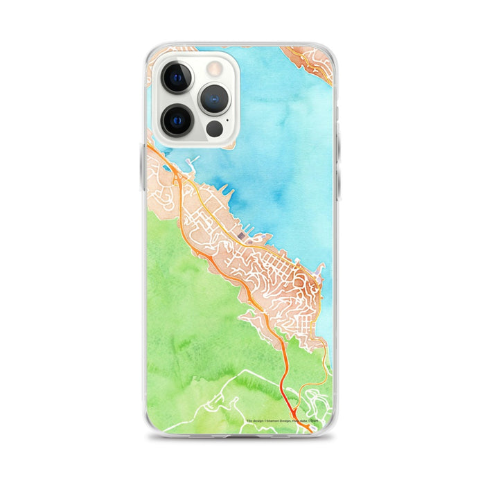 Custom Sausalito California Map iPhone 12 Pro Max Phone Case in Watercolor
