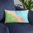 Custom Sausalito California Map Throw Pillow in Watercolor on Blue Colored Chair