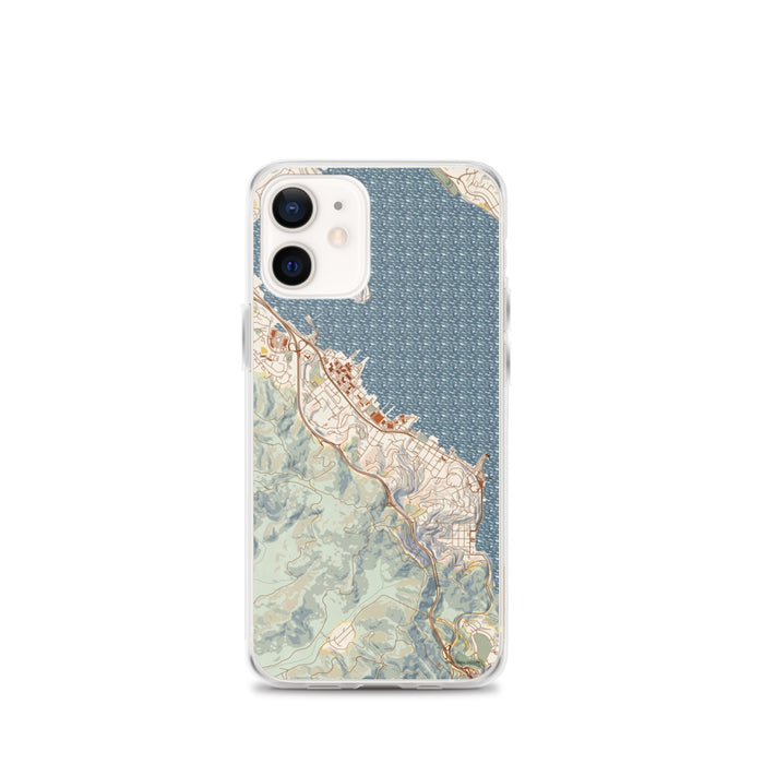Custom Sausalito California Map iPhone 12 mini Phone Case in Woodblock
