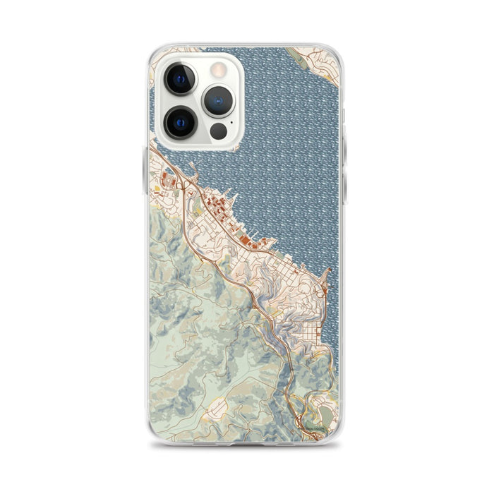 Custom Sausalito California Map iPhone 12 Pro Max Phone Case in Woodblock