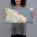 Person holding 20x12 Custom Sausalito California Map Throw Pillow in Woodblock