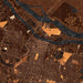 Savannah Georgia Map Print in Ember Style Zoomed In Close Up Showing Details