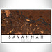 Savannah Georgia Map Print Landscape Orientation in Ember Style With Shaded Background