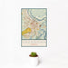12x18 Savannah Georgia Map Print Portrait Orientation in Woodblock Style With Small Cactus Plant in White Planter