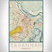 Savannah Georgia Map Print Portrait Orientation in Woodblock Style With Shaded Background
