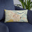 Custom Savannah Georgia Map Throw Pillow in Woodblock on Blue Colored Chair