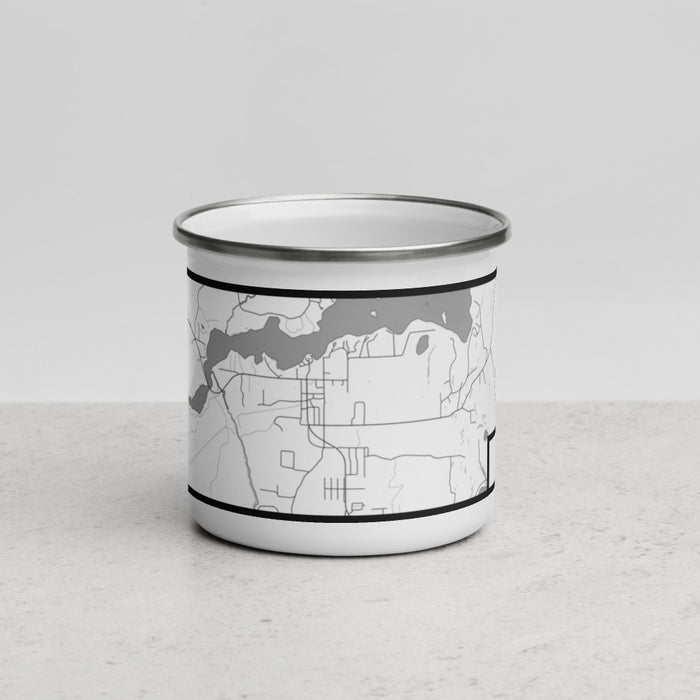 Front View Custom Sayner Wisconsin Map Enamel Mug in Classic