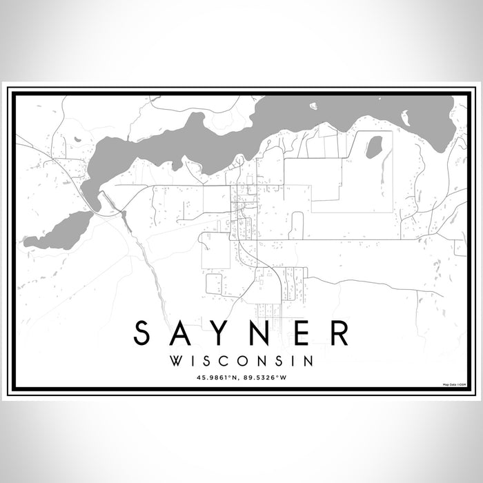 Sayner Wisconsin Map Print Landscape Orientation in Classic Style With Shaded Background