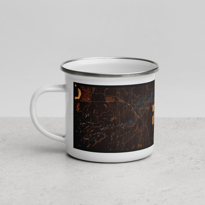 Left View Custom Sayner Wisconsin Map Enamel Mug in Ember