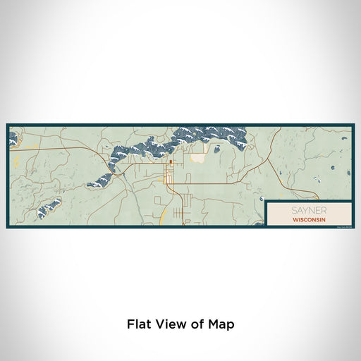 Flat View of Map Custom Sayner Wisconsin Map Enamel Mug in Woodblock