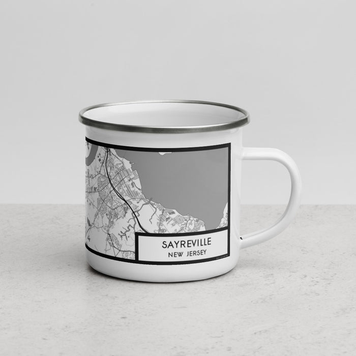 Right View Custom Sayreville New Jersey Map Enamel Mug in Classic